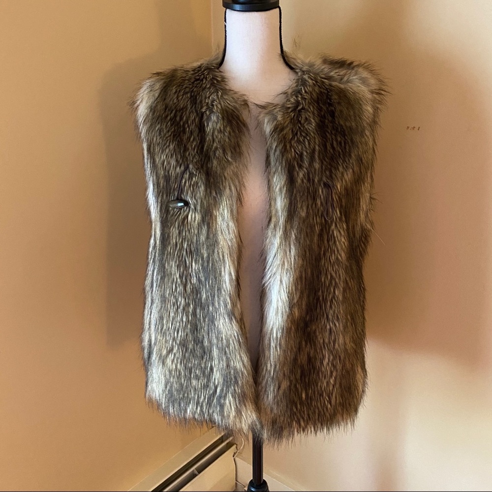 BCBGMAGAZRIA Faux Fur Toggle Vest